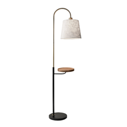 HomeRoots 65 Black And Brass Tray Table Floor Lamp With Off Whi