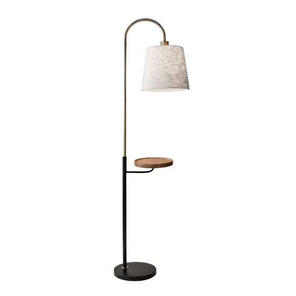 HomeRoots 65in. Brass Tray Table Floor Lamp With Empire Shade