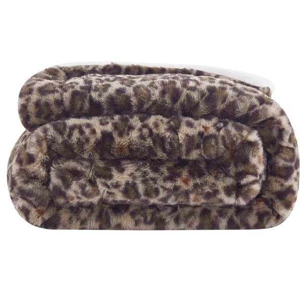 Mantolok Faux Rabbit Fur to Sherpa Leopard Throw