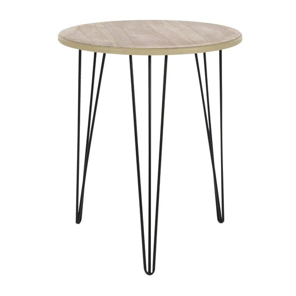9th & Pike(R) Brown Wood and Metal Modern Accent Table