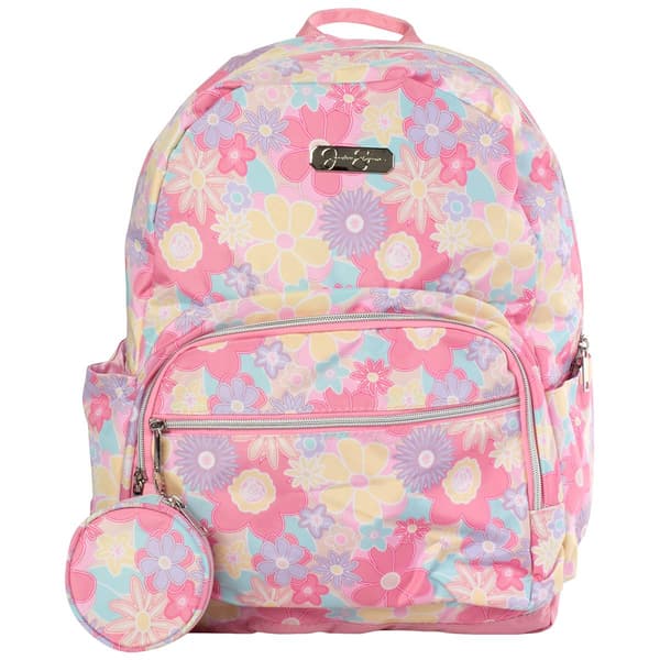 Girls Jessica Simpson 70''s Retro Floral Nylon Backpack - image 