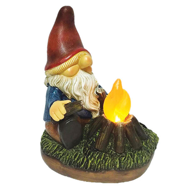 Santa&#39;s Workshop 7.3in. Solar Campfire Gnome - image 