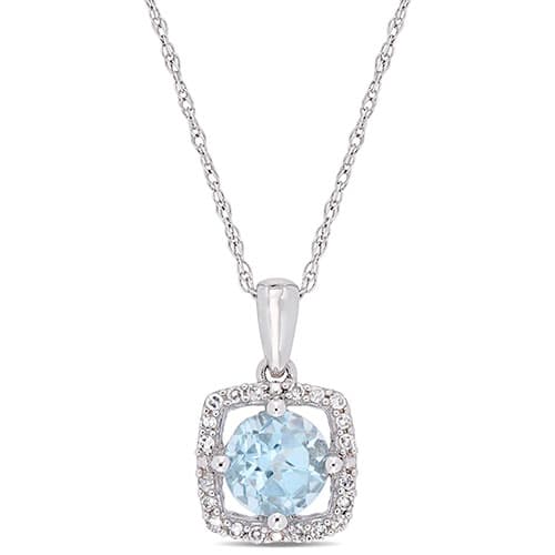 Gemstone Classics&#40;tm&#41; 10kt. White Gold & Topaz Necklace