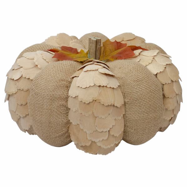 Northlight Autumn Harvest Burlap & Wood Pumpkin Decoration