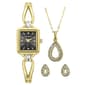 Womens Ellen Tracy Black Watch/Necklace/Earring Set - ETJ8210GD - image 1