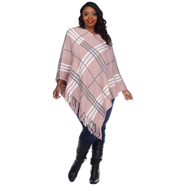 Plus Size White Mark Dakota Poncho - Pink/Grey - image 