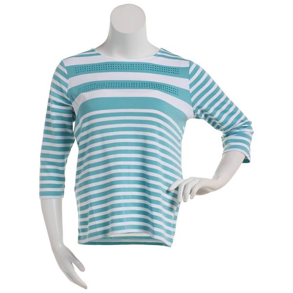 Womens Hasting & Smith 3/4 Sleeve Rhinestone Stripe Tee
