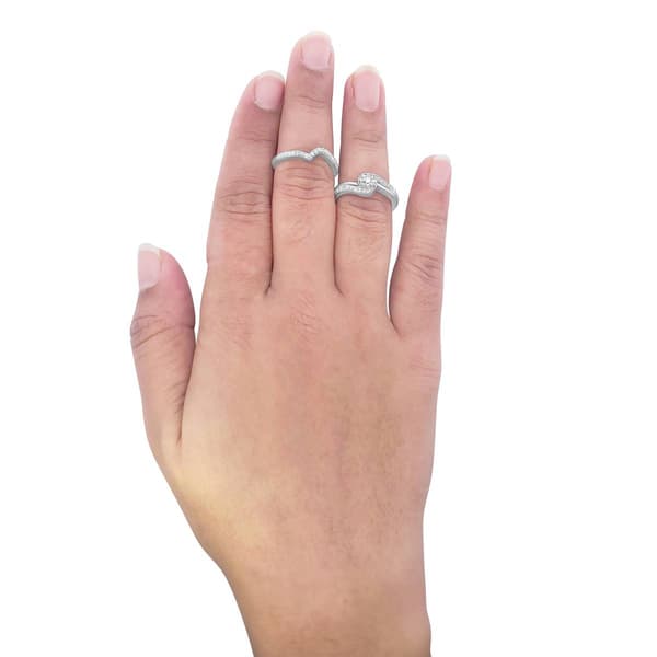Haus of Brilliance Sterling Silver 1/3ctw. Diamond Bridal Set