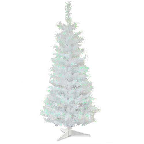 National Tree 3ft. White Iridescent Tinsel Tree