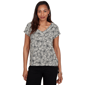 Plus Size Ruby Rd. Must Haves Monotone Petals Print Knit Top Wit - image 1