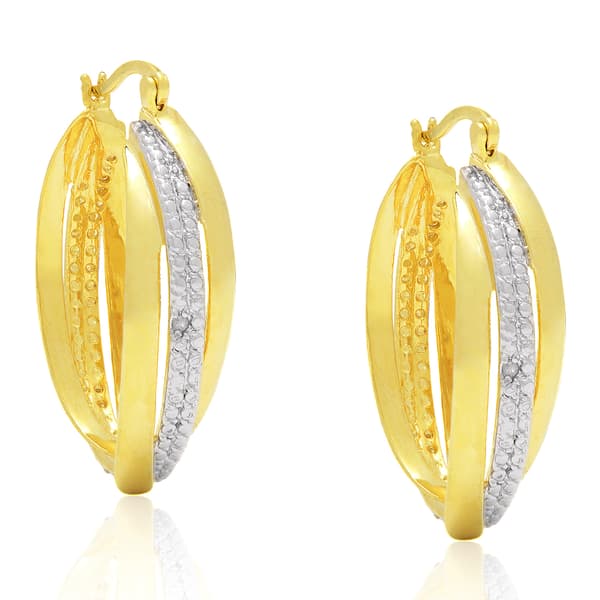 Accents by Gianni Argento Gold Diamond Accent Swirl Hoop Earrings - image 
