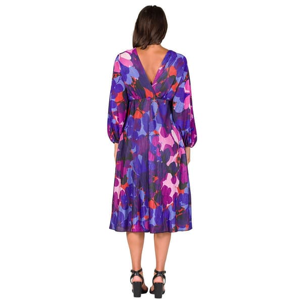 Womens 24/7 Comfort Apparel Multicolor Empire Waist Midi Dress
