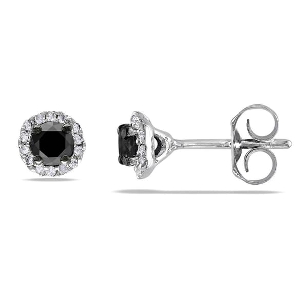 Radiant Rainbow(tm) 1/2ct. Halo Black Diamond Stud Earrings - image 