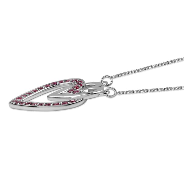 Nova Star® Sterling Silver Created Ruby Twin Heart Pendant
