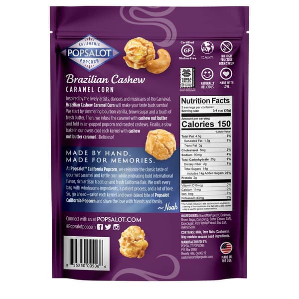 Popsalot™ 6pk. Brazilian Cashew Caramel Corn Popcorn