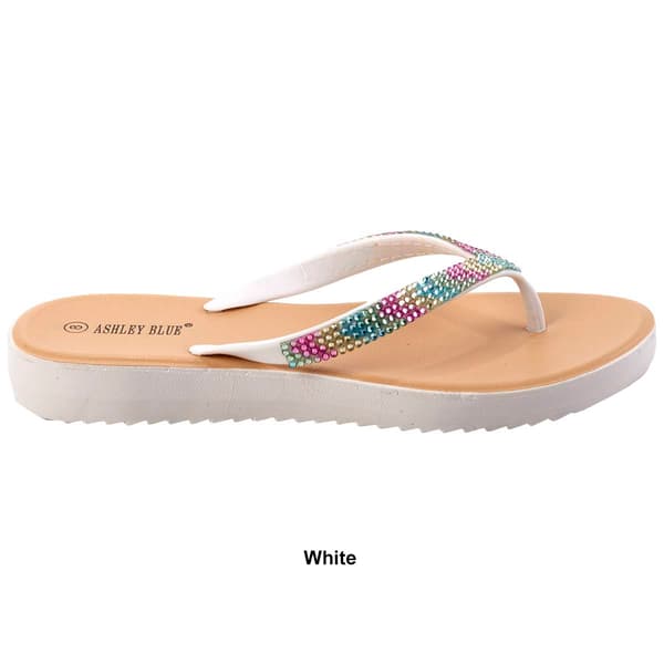 Womens Ashley Blue Iridescent Platform Flip Flops