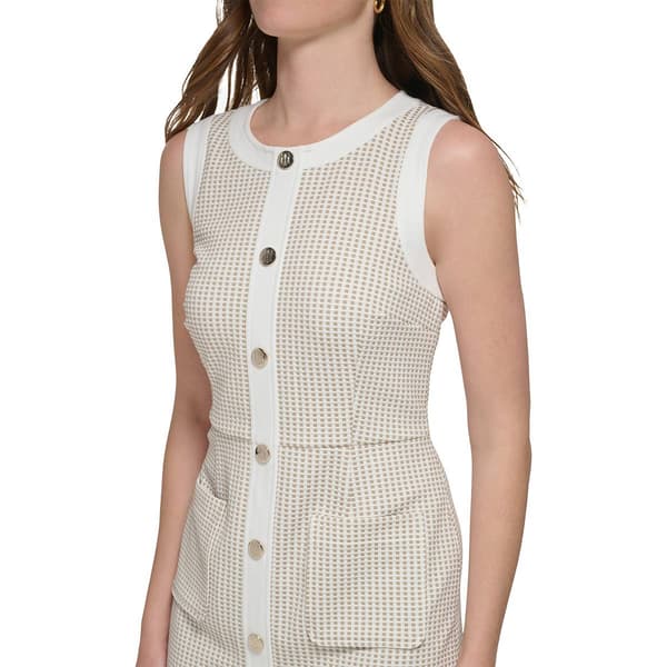 Womens Tommy Hilfiger Sleeveless Tile Knit Button A-Line Dress