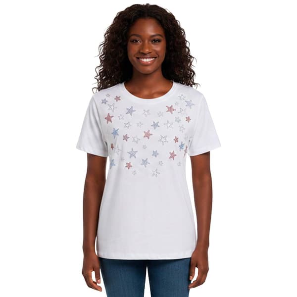 Plus Size Emily Daniels Short Sleeve Americana Star Crew Neck Tee - image 