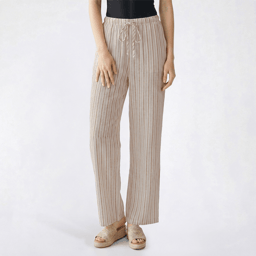 Juniors Hunter & Brown Linen Stripe Tie Waist Pull On Pants
