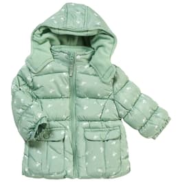 Baby Girl (12-24M) Pink Platinum Floral Print Puffer Jacket