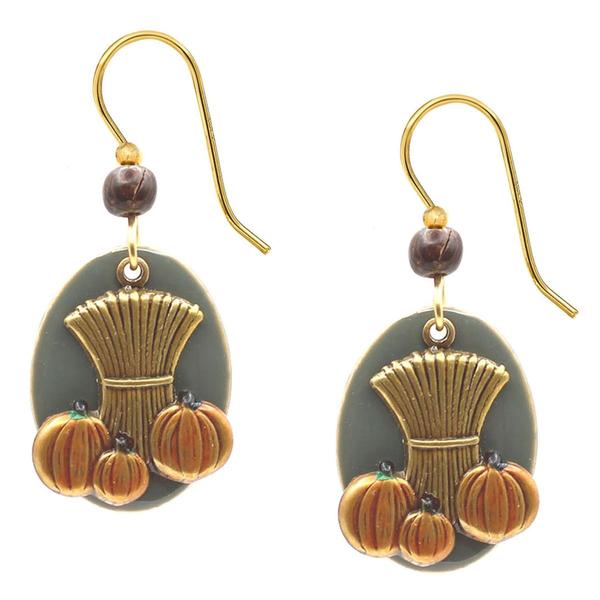 Silver Forest Pumpkin Trio & Sheath of Wheat Earrings - image 