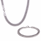 Mens Iron Saints 8mm Cuban Link Silver-Tone Necklace/Bracelet Set - image 1