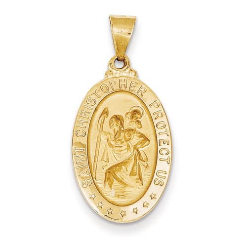 Unisex Gold Classics&#40;tm&#41; 14kt. Polished St. Christopher Pendant - image 
