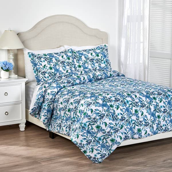 D Travis 3pc. Pineapple & Floral Plush Comforter Set - image 