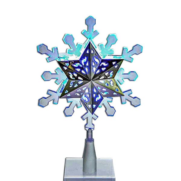 Kurt Adler Blue & White LED Rotating Snowflake Treetop - image 