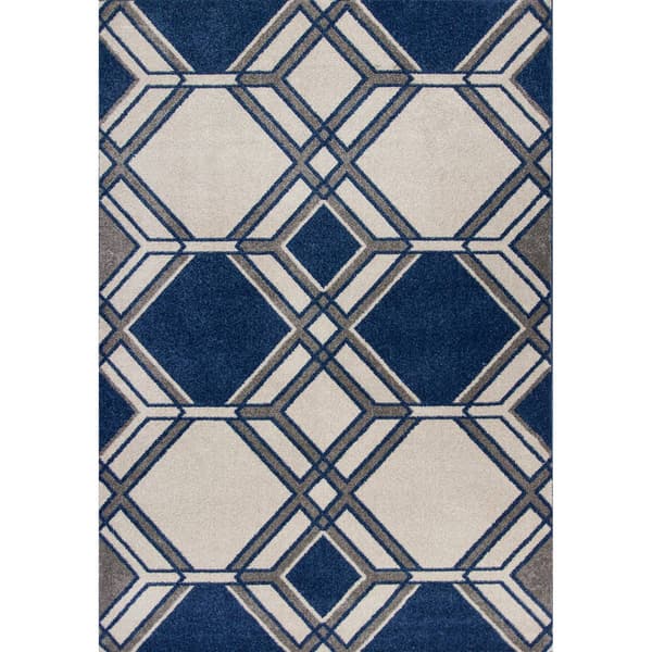 KAS Lucia Grey Ivory Denim Grant Rectangular Area Rug
