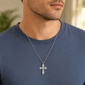 Mens Lynx 1/2ctw. Lab-Grown Diamond Cross Necklace-LGM0023P50SIL - image 5