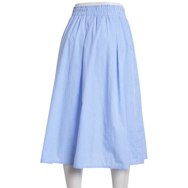 Juniors Hunter & Brown Gingham Midi Skirt with Pockets