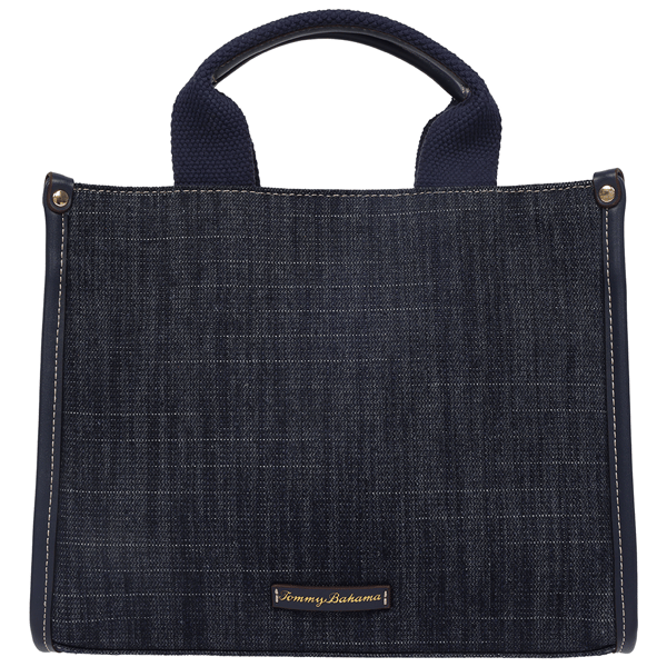 Tommy Bahama Dorothy Embroidered Leaf Medium Denim Tote