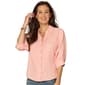Plus Size Democracy Elbow Sleeve V Neck Snap Front Woven Blouse - image 1