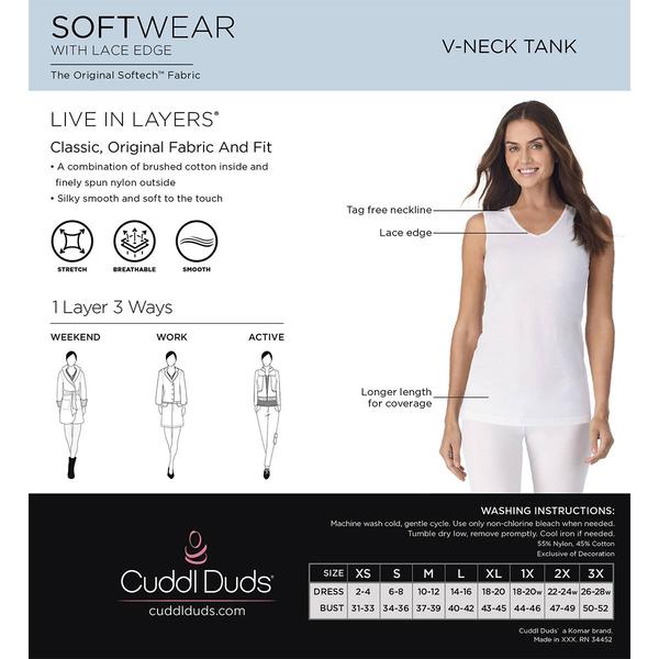 Womens Cuddl Duds® Softwear Lace Edge V-Neck Tank Top