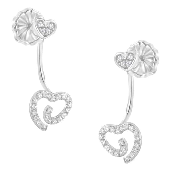 Haus of Brilliance Sterling Silver 1/4ctw. Diamond Heart Earrings - image 