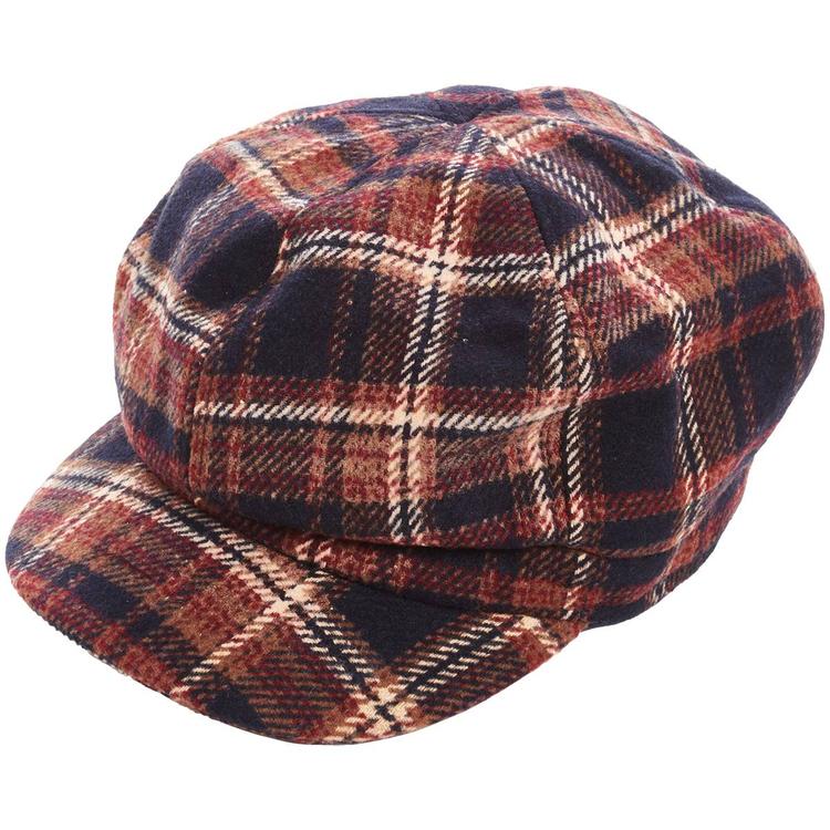 Womens Madd Hatter Plaid Newsboy Hat