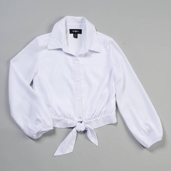 Girls &#40;7-16&#41; Amy Byer Button Front Tie Front Blouse - image 
