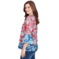 Womens Ruby Rd. Indigo Go Floral Paisley Flounce Sleeve Blouse - image 4