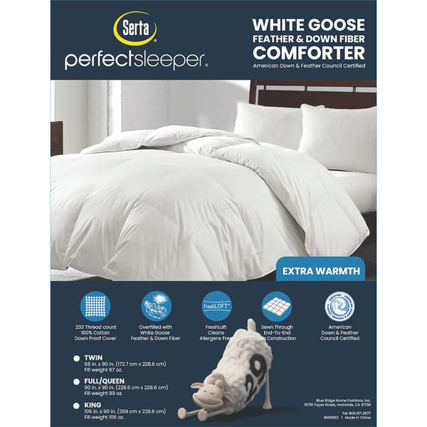 Serta® 233 Thread Count Goose Feather Down Fiber Warm Comforter