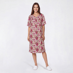 Womens Casual Time Short Sleeve Floral Caftan Nightgown
