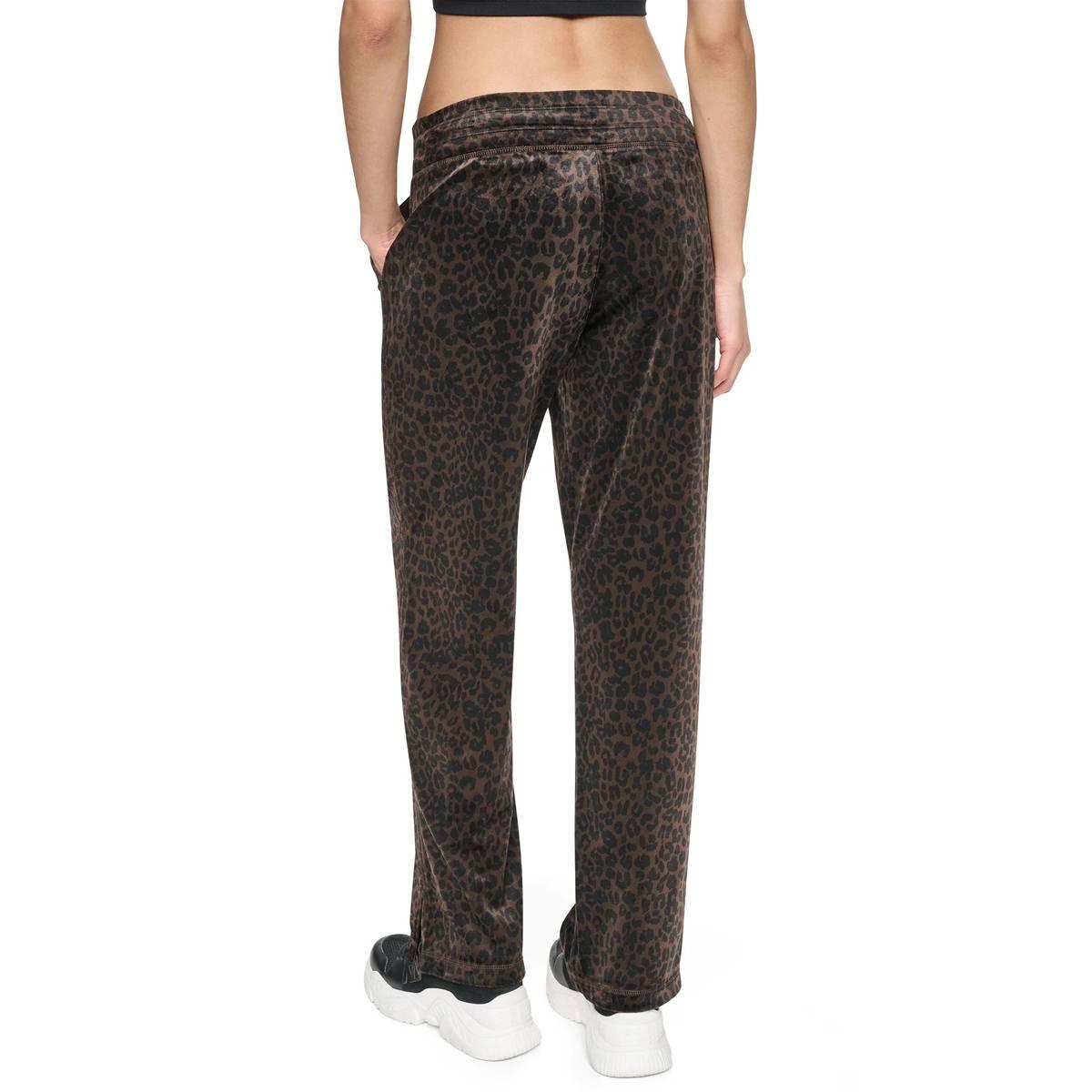 Womens DKNY Sport Leopard Velour Mid-Rise Pants