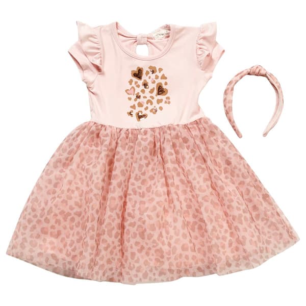 Girls &#40;4-6x&#41; BTween&#40;R&#41; Cap Sleeve Cheetah Hearts Tutu Dress - image 