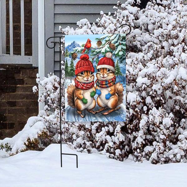 Briarwood Lane Winter Chipmunks Garden Flag