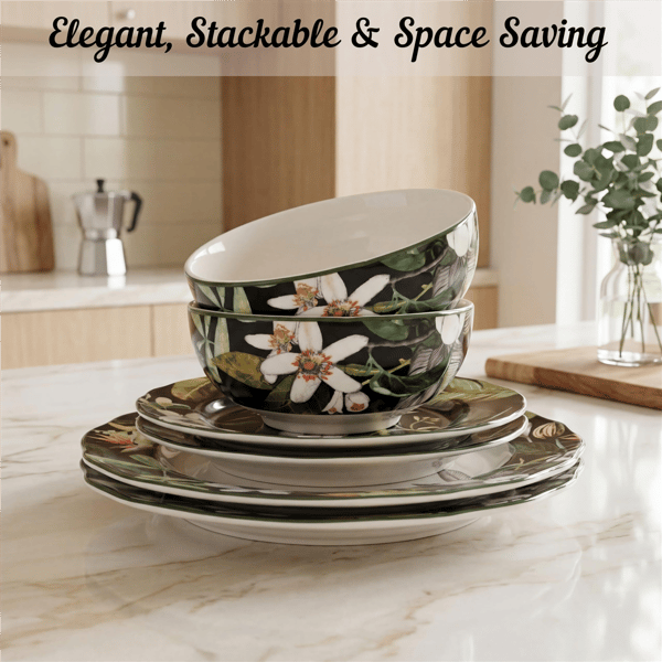 Borneo Black 12pc. Dinnerware Set