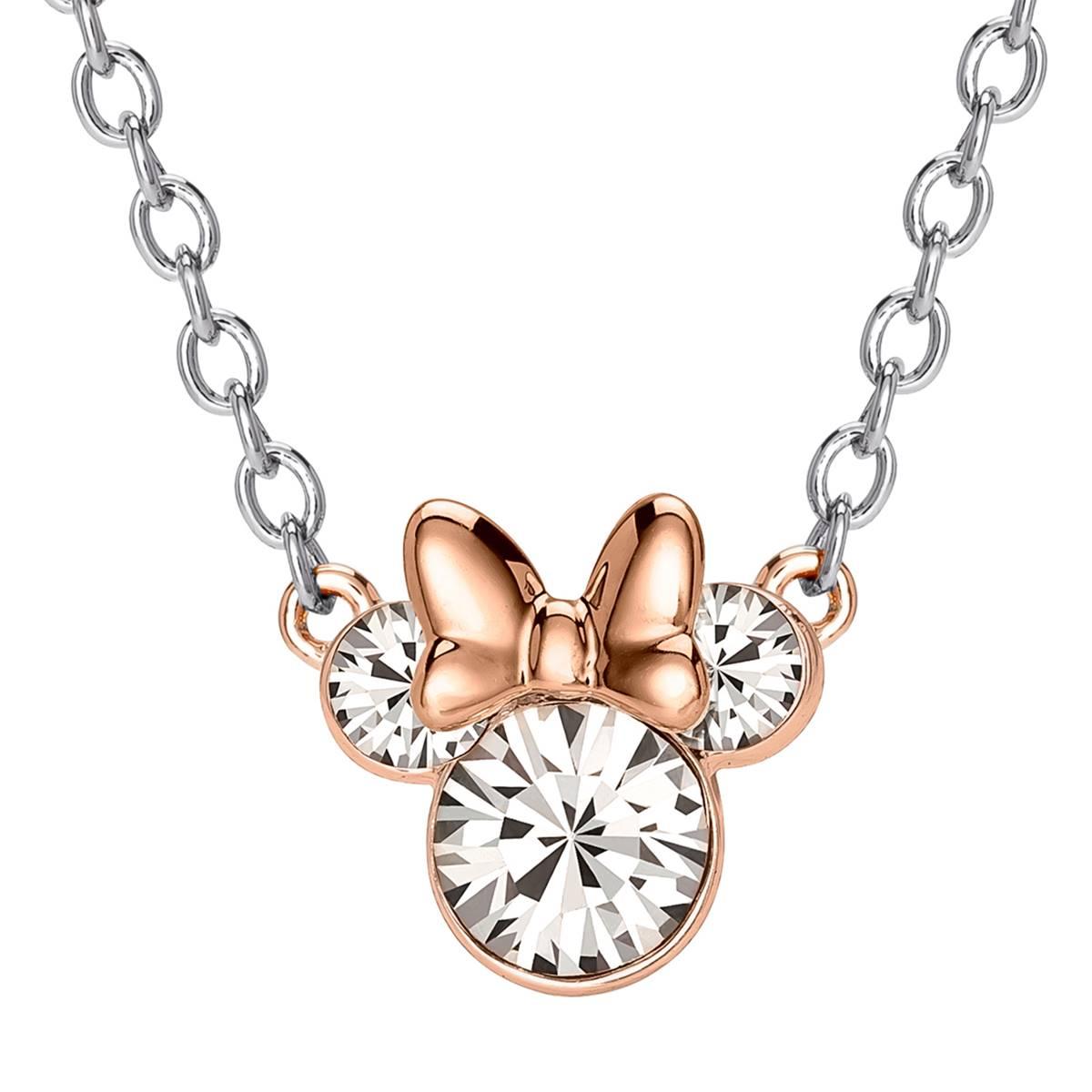 Disney Minnie Mouse Rose Gold Plated Crystal Necklace