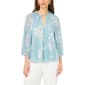 Womens MSK 3/4 Sleeve Floral Shimmer Keyhole Neck Blouse - image 1
