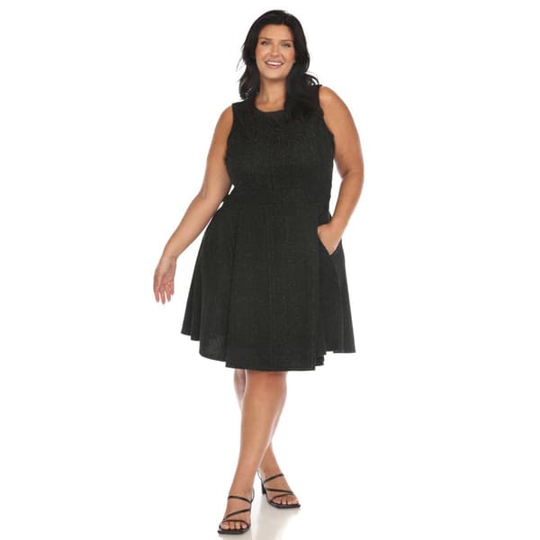 Plus Size White Mark Knee Length Tweed Fit and Flare Dress