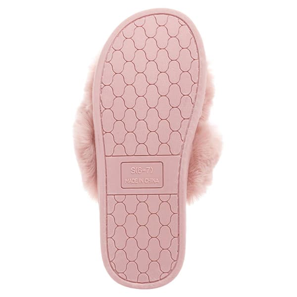 Womens Jessica Simpson Plush Cross Slide Slippers