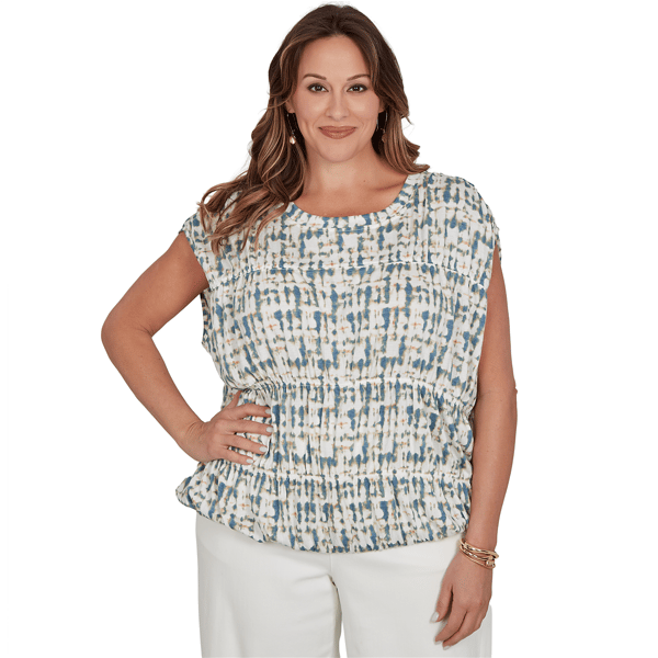 Plus Size Skyes the Limit Summer Spice Cap Sleeve Blouse - image 